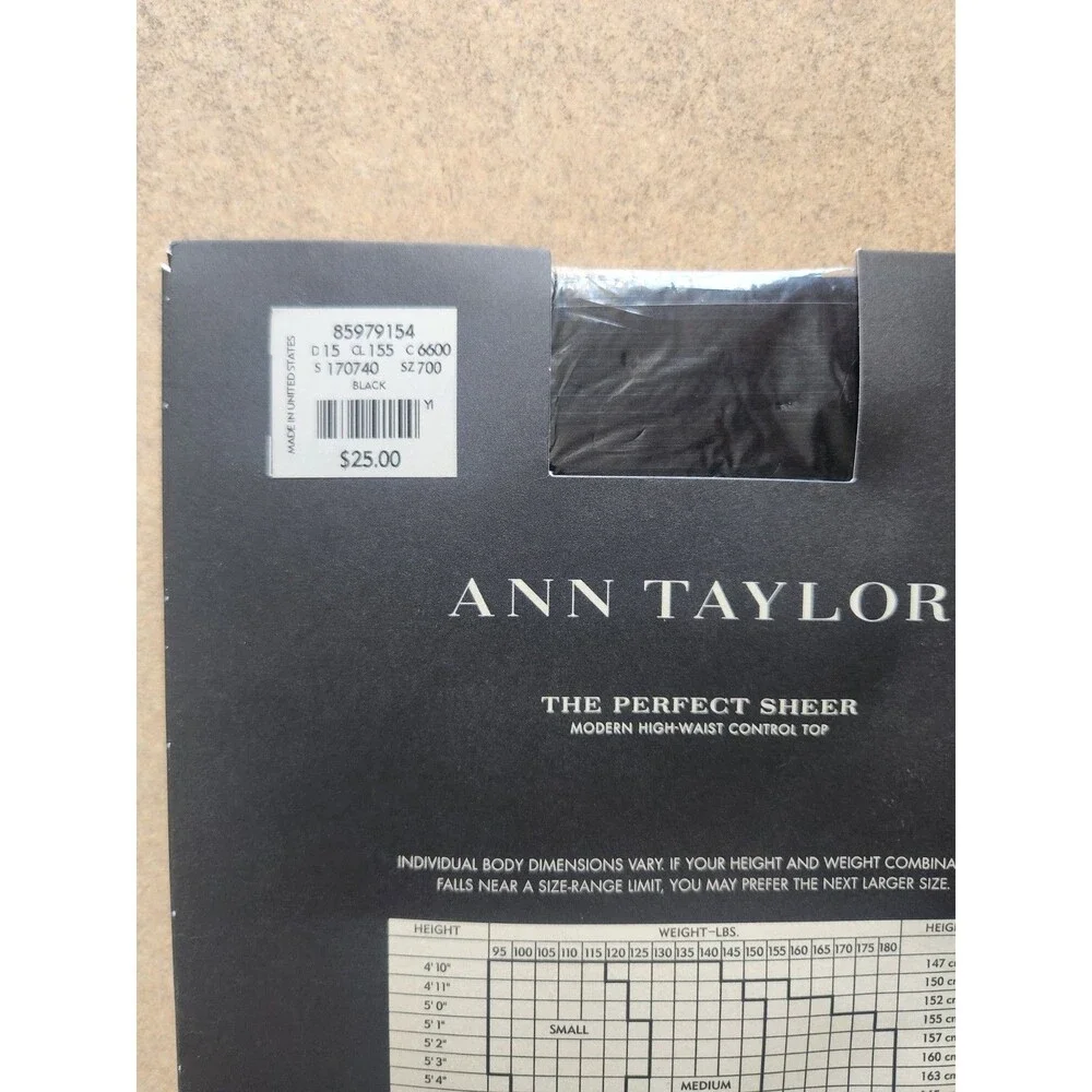 Ann Taylor Modern High Waist Control Top No Show Black Medium Made In USA